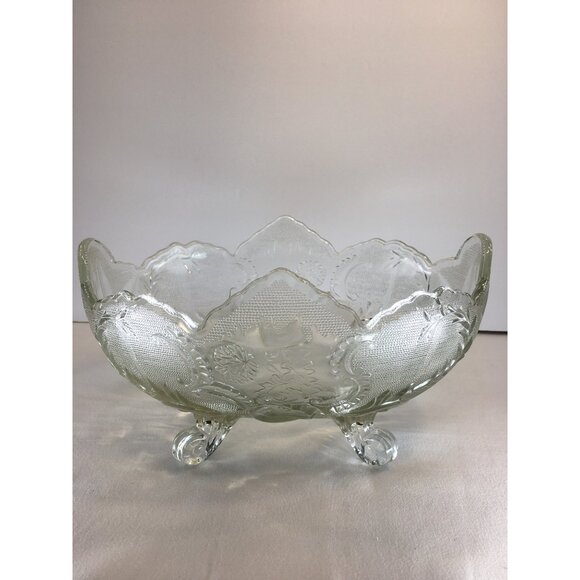 Vintage Jeanette Clear Glass Lombardi Fruit Serving Bowl Footed Oval 10" - Picture 2 of 7